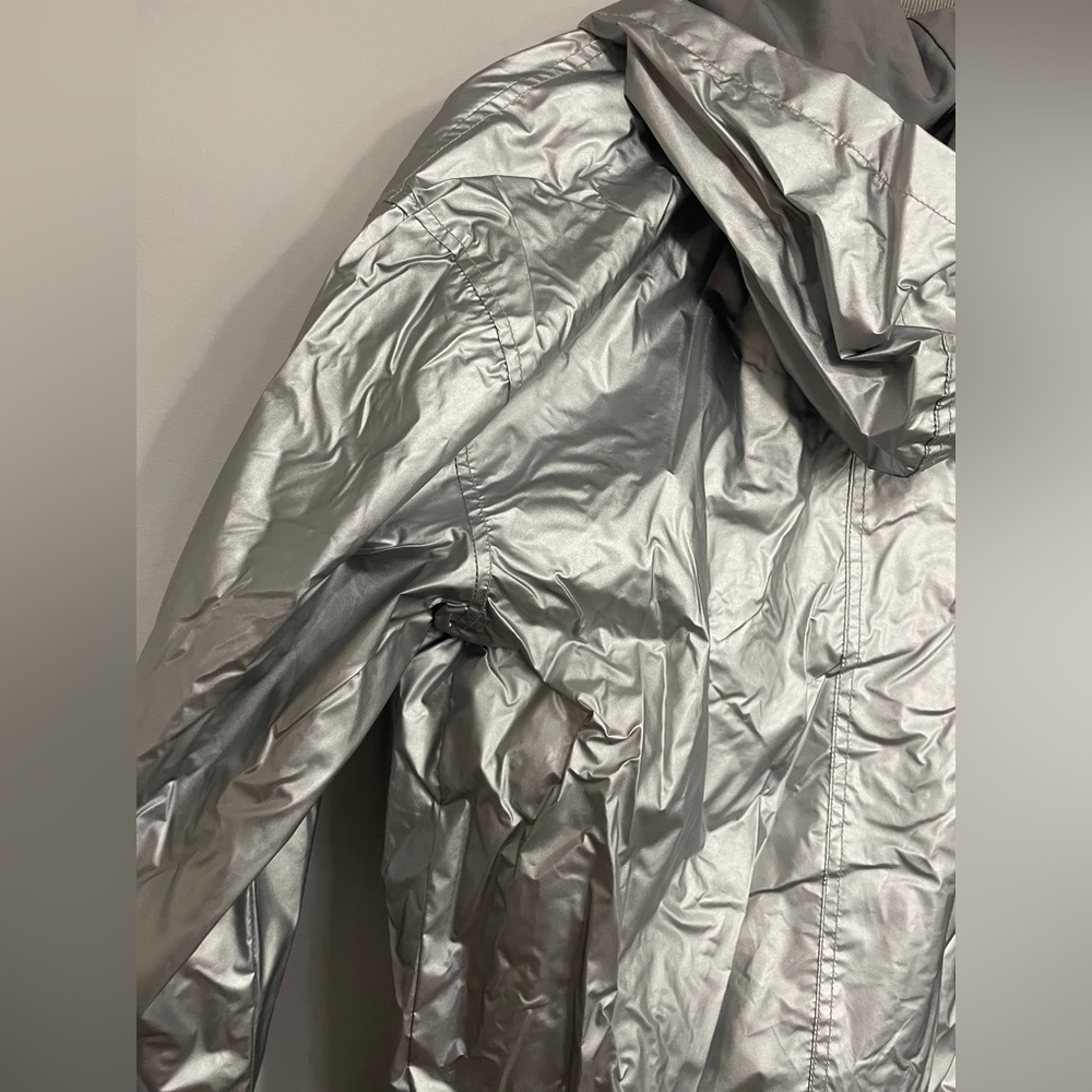 HUNTER X TARGET Silver Metallic Lined Windbreaker Bomber Jacket Unisex Small - Picture 13 of 14